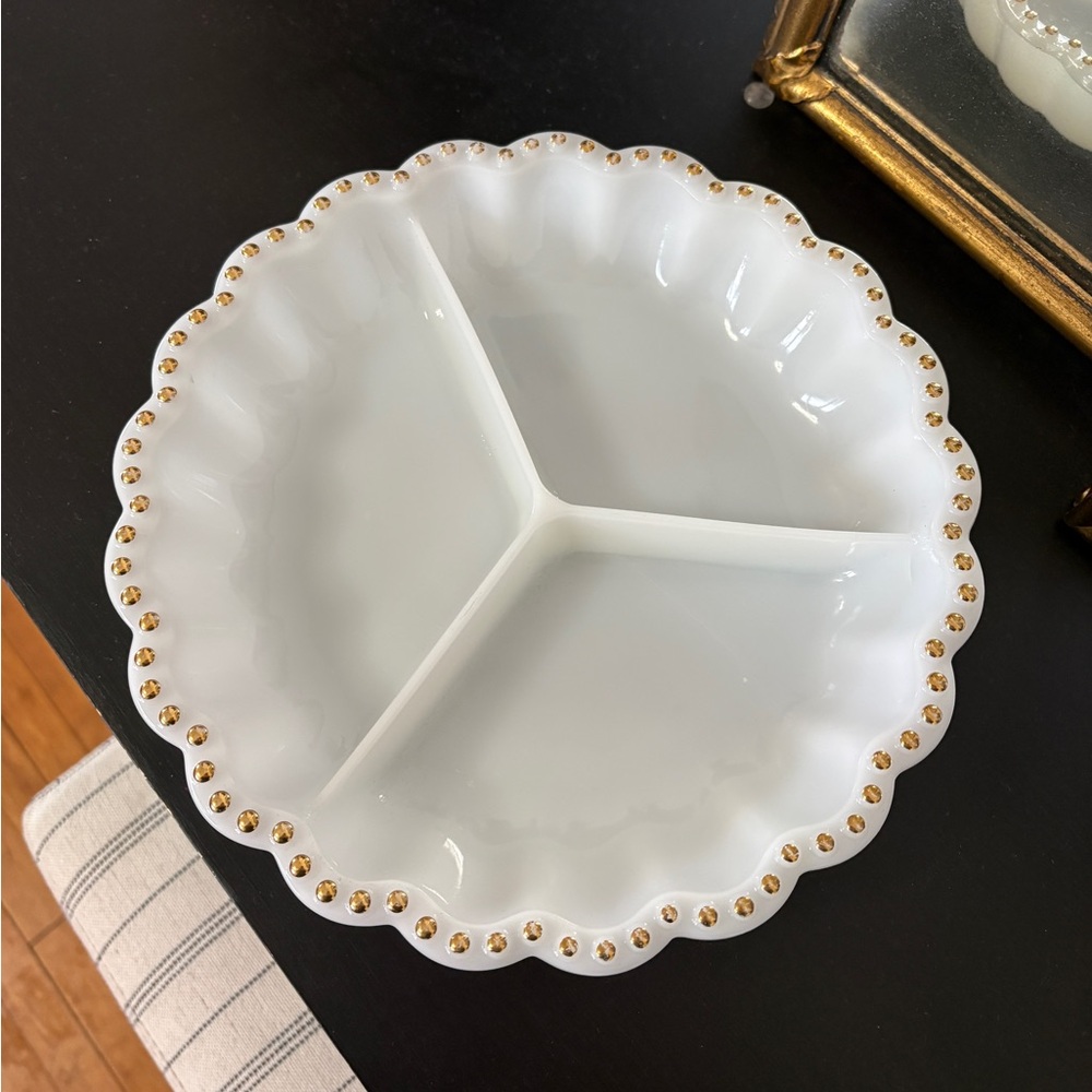 vintage Anchor Hocking Fire-King milk glass relish tray